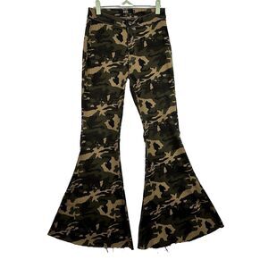 Y2K 90"s L&B Lucky & Blessed Bell Bottom Flared Jeans Camo Sz 4 (27x28)  Stretch